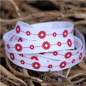 Christmas Owl Ribbon - Flowers/Snowy